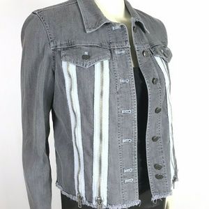MARC JACOBS Zipper Accent Raw Edge Denim Jacket M
